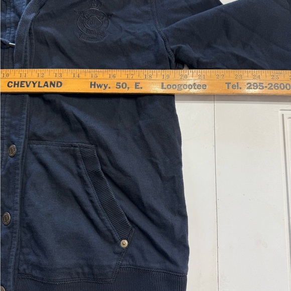 Lauren Ralph Lauren Black Label Hooded Button Up Jacket Black Hoodie Size PL - Picture 4 of 6